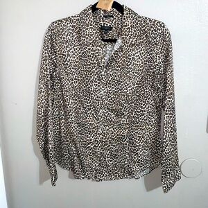 NWOT Talbots animal print dressy blouse leopard print size 12 Petite non iron